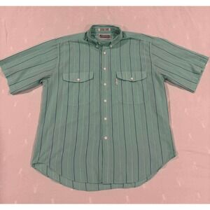 Levi­s Silver Label Men's Short Sleeve Button Up Shirt Mint Green Stripe Size L